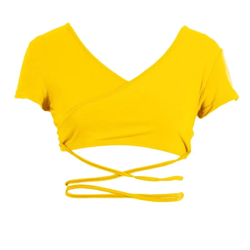 Summer Solid V Neck T Shirts Women Short Sleeve Short Tops Crop Tops Ladies Y2K Tops Tees Female Shirts White Pink