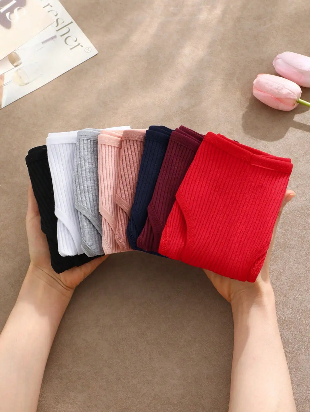 8pc Underwear Women Soft Panties Low-Waist Lingerie V Waist Briefs High Elastic Knickers Comfortable Underpants