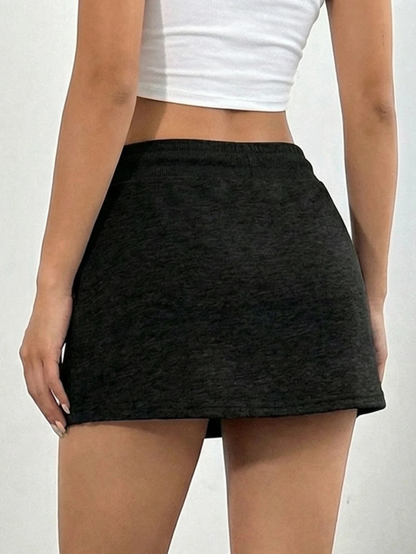 Women's mini short skirt casual drawstring high-waisted short style sportswear dress