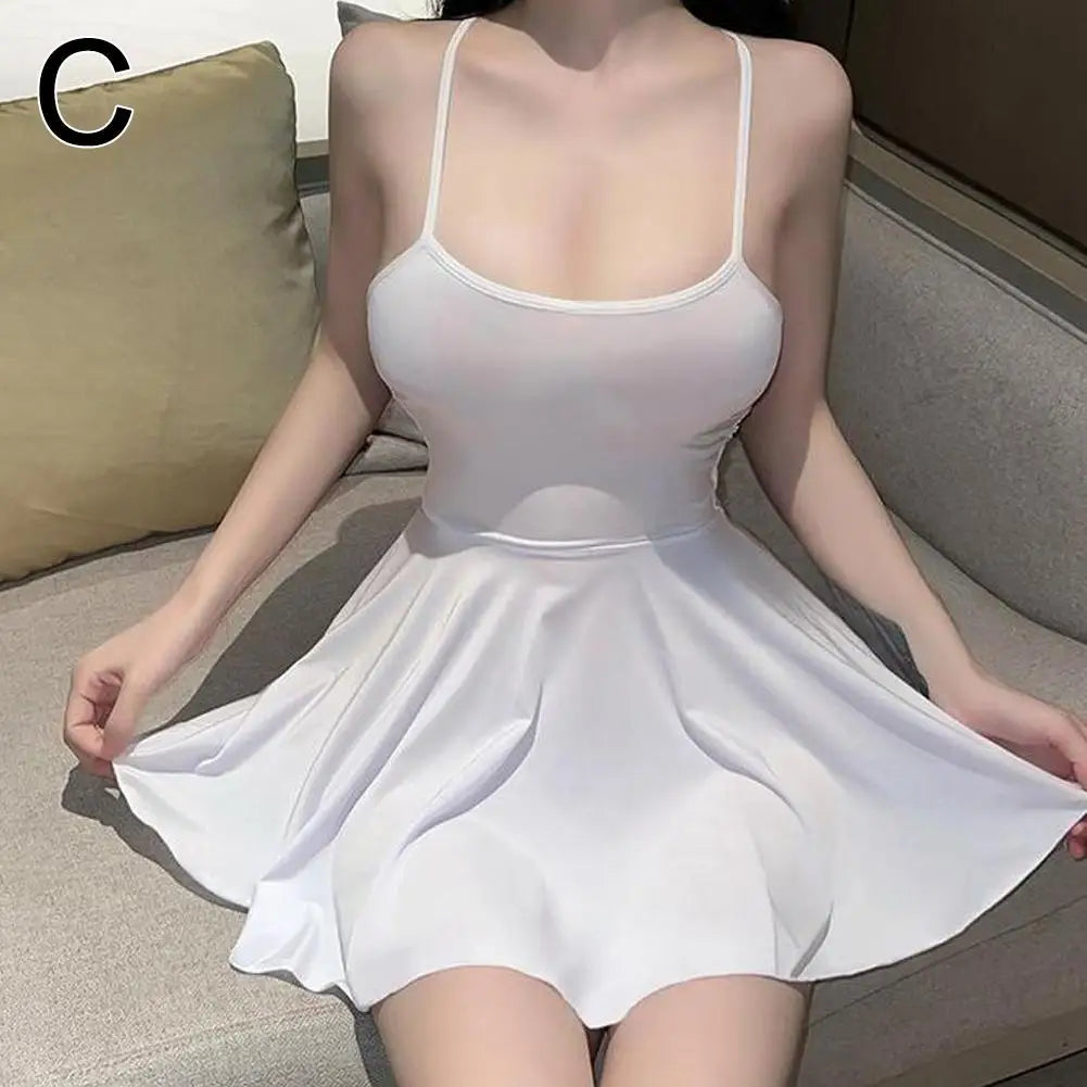 Solid Color Women Nightgown Sexy Sleeveless Scroop Neck Female Sleepwear Spaghetti Strap Nightwear Homewear Pajamas