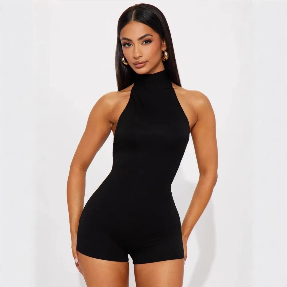 Sexy Jumpsuits For Woman Jumpsuit Rompers Playsuits Bodysuits Hot Girl Style Simple All-match Slim Backless Neck Halter Leace-up