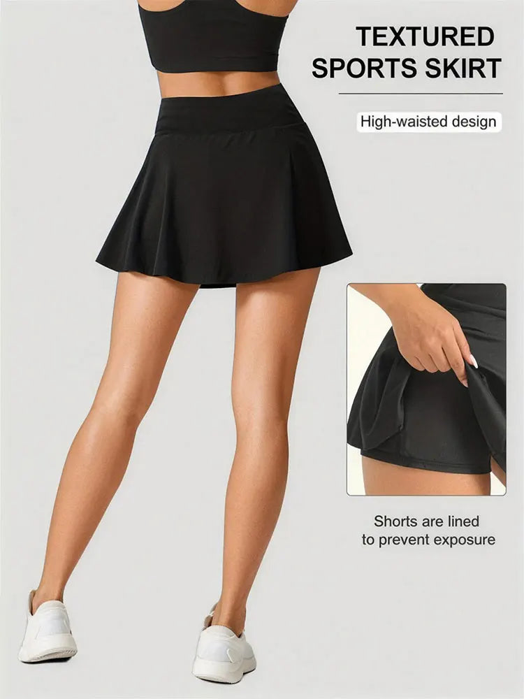 Women’s Yoga Fitness Tennis Outfit High Waist Sports Skirt Summer New Style Quick Dry A-Line Skort Suitable For Running Workout