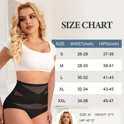1pcs High Waisted Women's Panties Breathable Mesh Cross Tummy Cinching Ice Silk No Trace Triangle Panties Tummy Tuck Shape