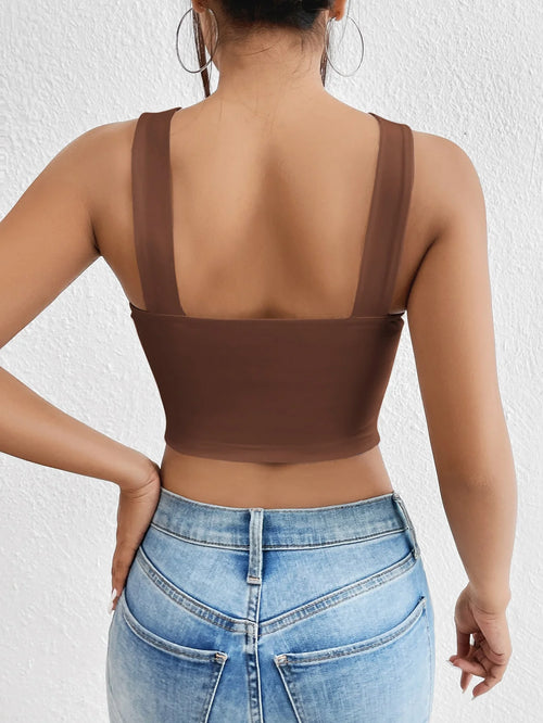 A new summer sexy halter top, a solid color slimming short halter top