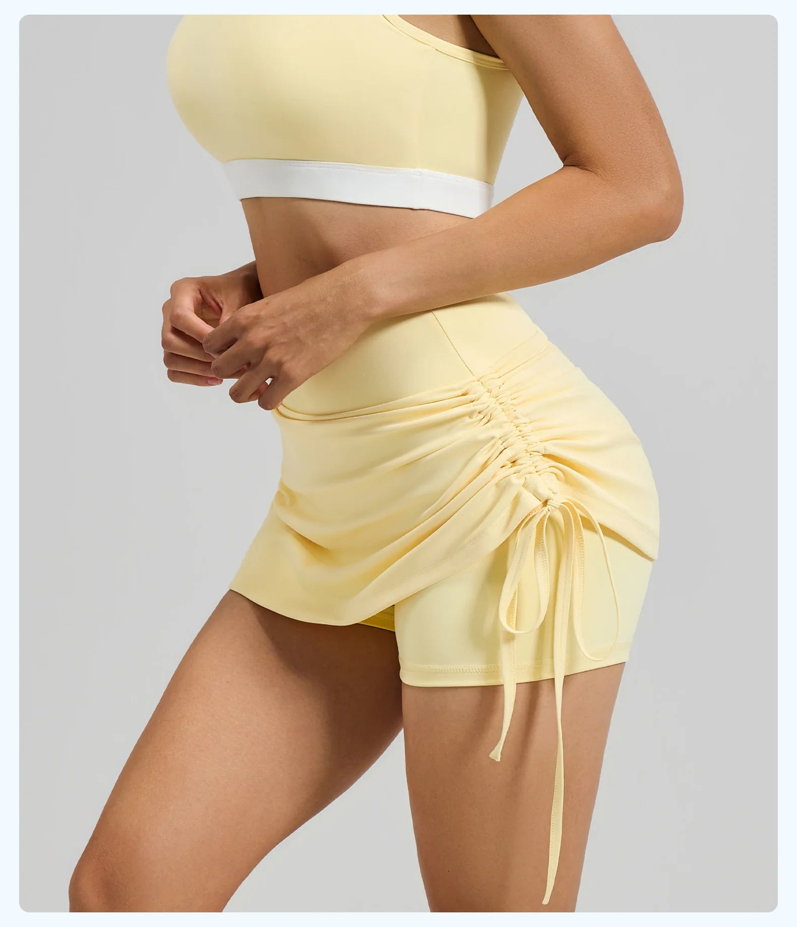 2026 Summer Hot Women's Sports Skirt Anti-running Skirt High Waist Running Shorts Fake Two-piece Yoga Shorts Drawstring Sexy Fit