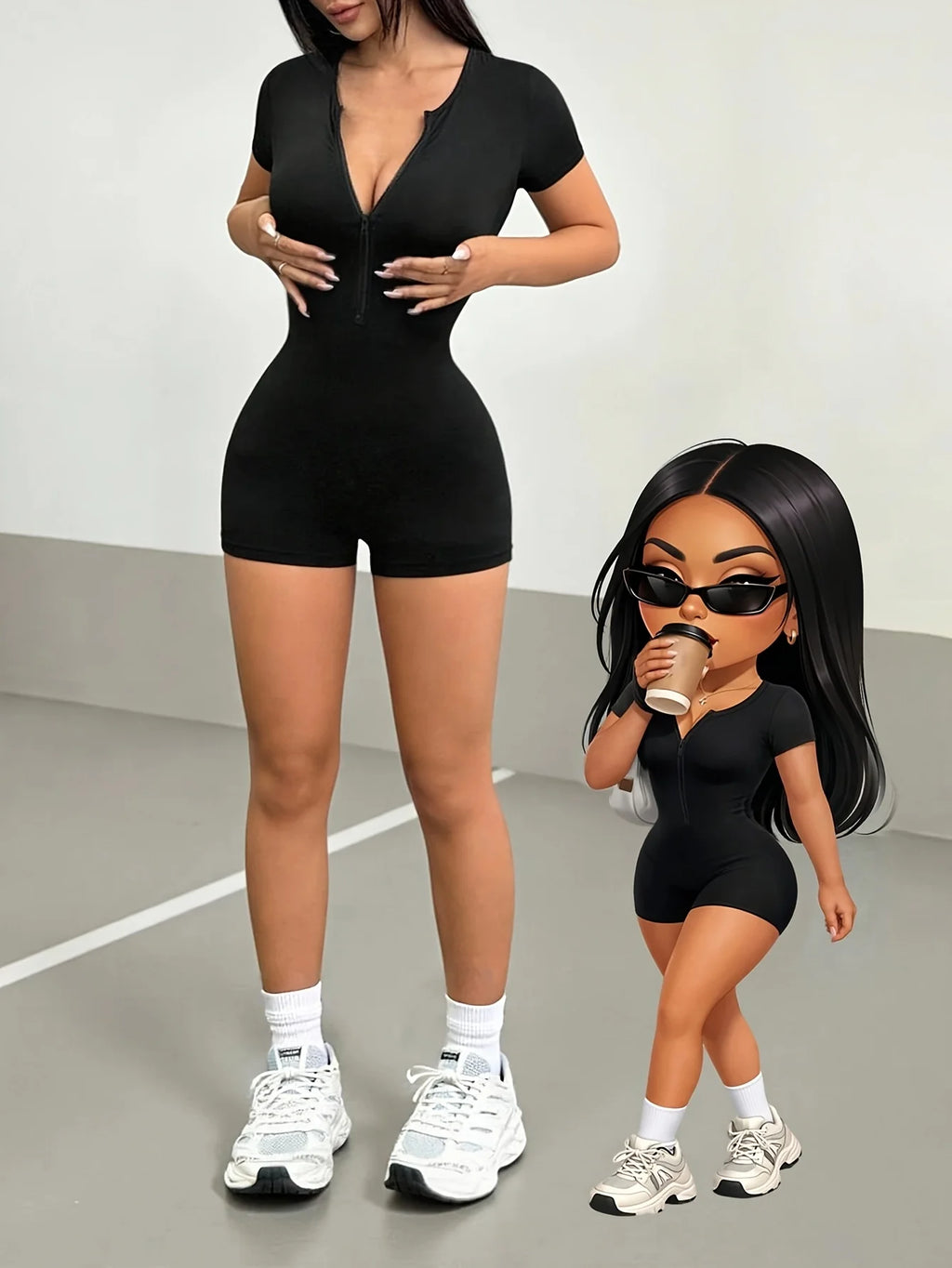 Women's Slim Fit Casual One-Piece Pants Backless Short Sleeve Hollow Design Fashionable Sexy Comfortable Y2K Style Onesie