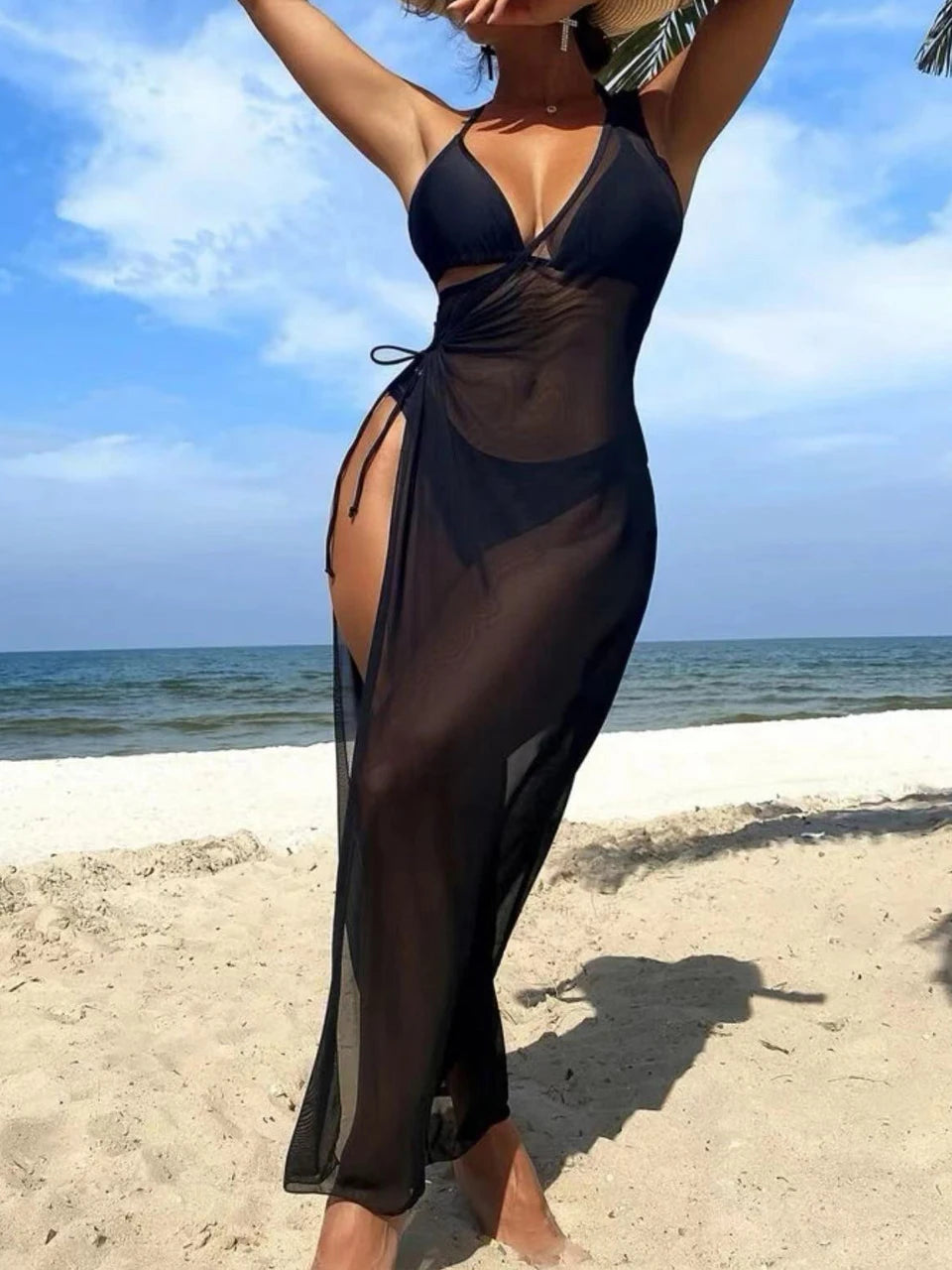 3 pieces Halter Bikini Set 2026 Women One Shoulder Drawstring Dress Swimwear Female Swimsuit Bathing Swimming Suit Beachwear
