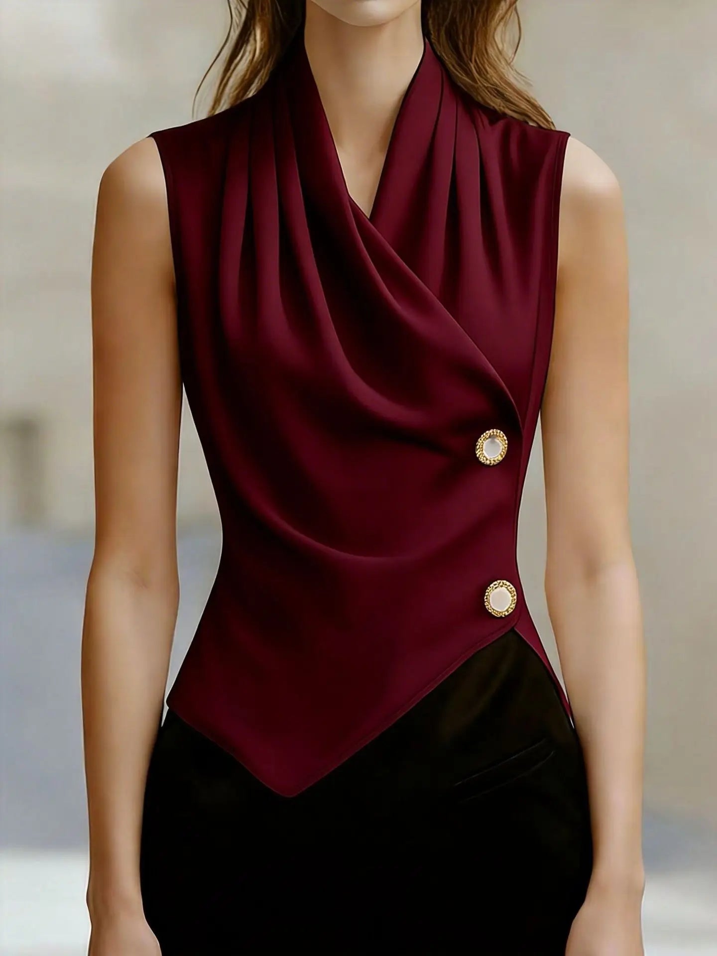 Women's Blouses 2026 New Summer Fashion V-neck Commuter Twist Pleated Sexy Versatile Sleeveless Shirt Casual Tops Women Clothing