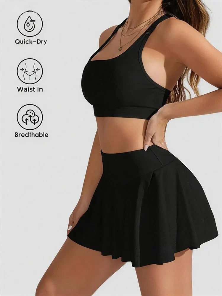 Women’s Yoga Fitness Tennis Outfit High Waist Sports Skirt Summer New Style Quick Dry A-Line Skort Suitable For Running Workout