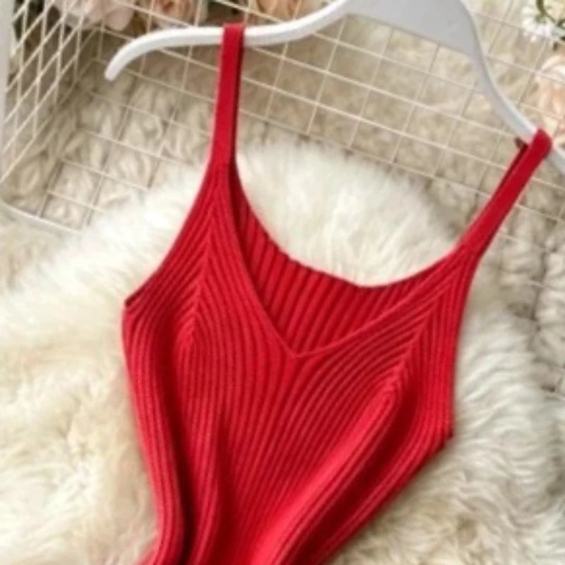 Women's Light Blue Sundress Ribbed Knit Spaghetti Strap V Neck Bodycon Midi Dress Stretchy Form Casual Party Clubwear Outfits