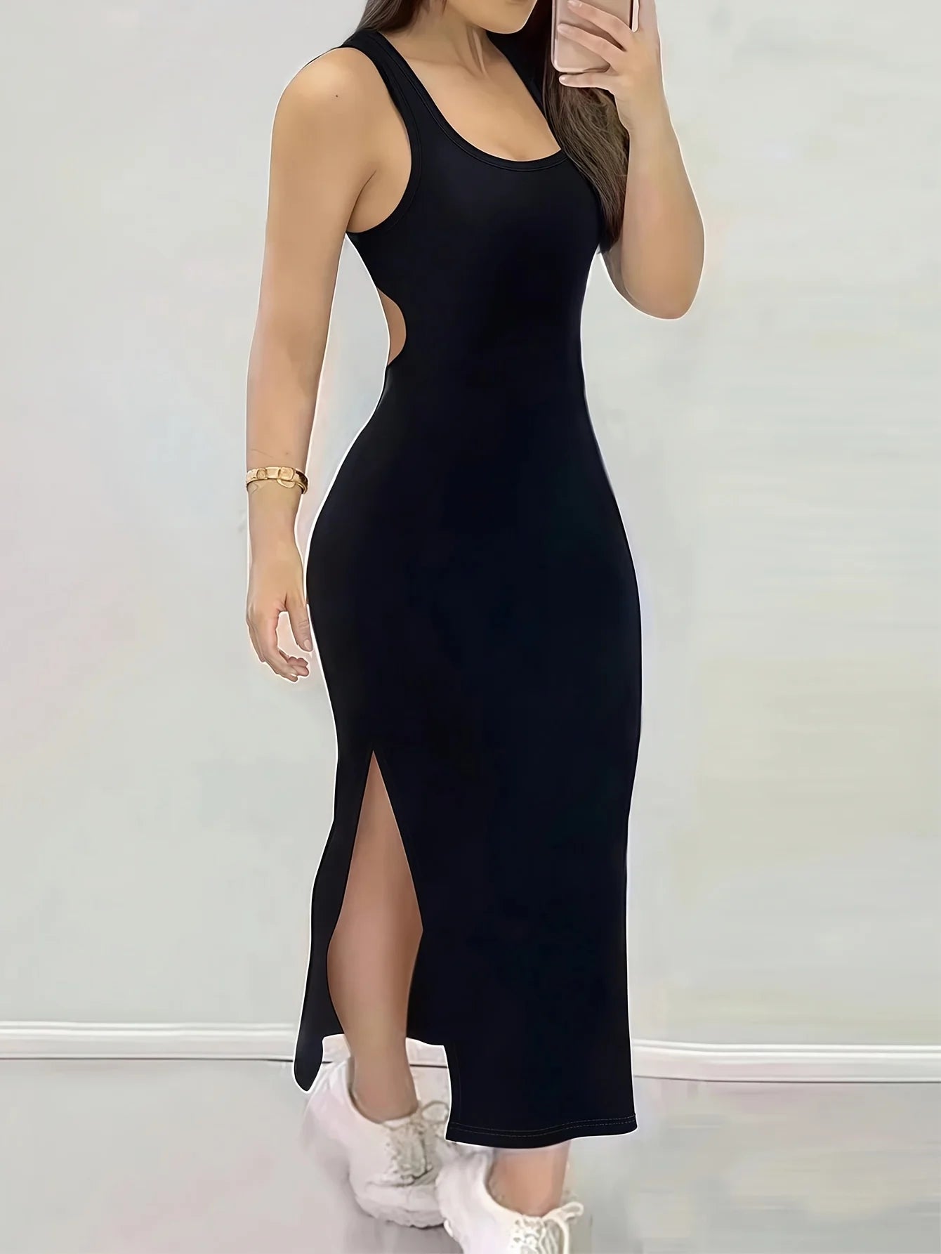 Women's Summer Solid Color Backless Cross-Strap Sexy Dress
