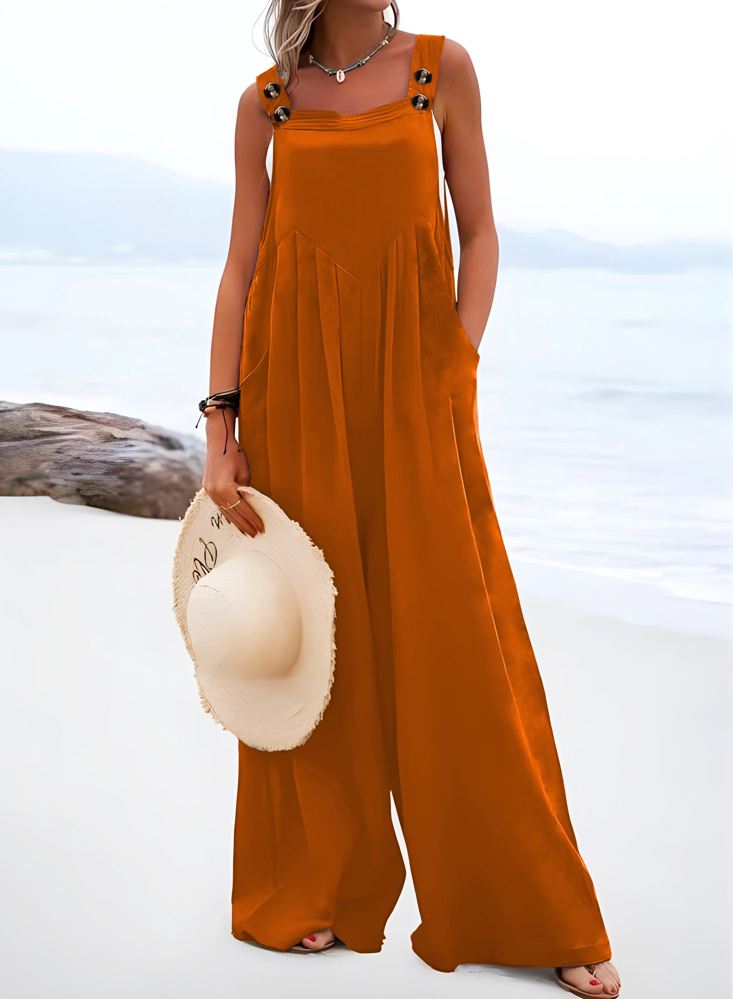 2026 Summer New Loose Wide-Leg Women's Overalls Suspender Casual Simple Jumpsuit