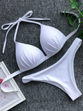 2026 Halter Bra Cup Bikini Sexy Swimsuit Female White Swimwear Women Push up Bikini set Brazilian Bathing Suit Bandeau Swim suit