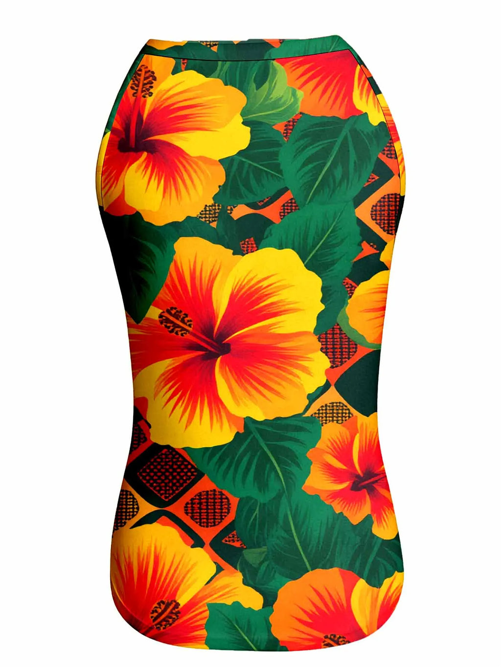 Fashionable Printed V-Neck Camisole Vest Sleeveless Top with Cinched Waist Neck Hanging Design Slimming Vacation Style