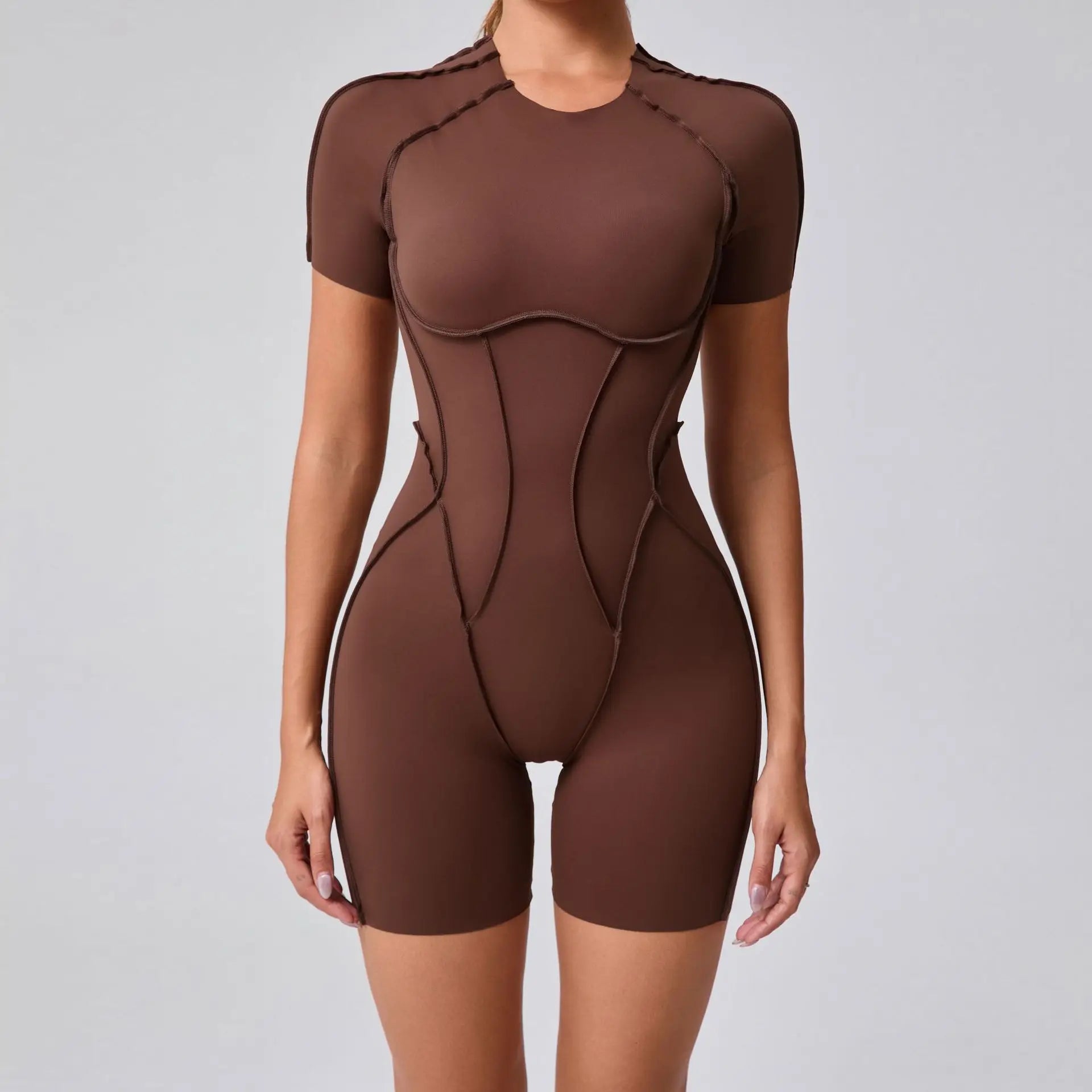 2026 Pad Nylon Women Bodysuit Fitness Yoga Set Splicing Exposed V Butt One-Piece Shorts Set Gym Sports Push Up Cycling Jumpsuit