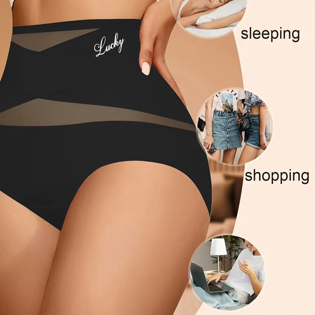 1pcs High Waisted Women's Panties Breathable Mesh Cross Tummy Cinching Ice Silk No Trace Triangle Panties Tummy Tuck Shape