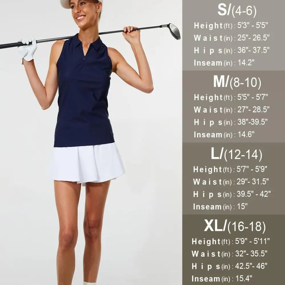New Fashion Pleated Tennis Skirts Tummy Control Built-in Shorts Golf Skorts with Shorts Pockets Moisture Wickin Athletic Skirts