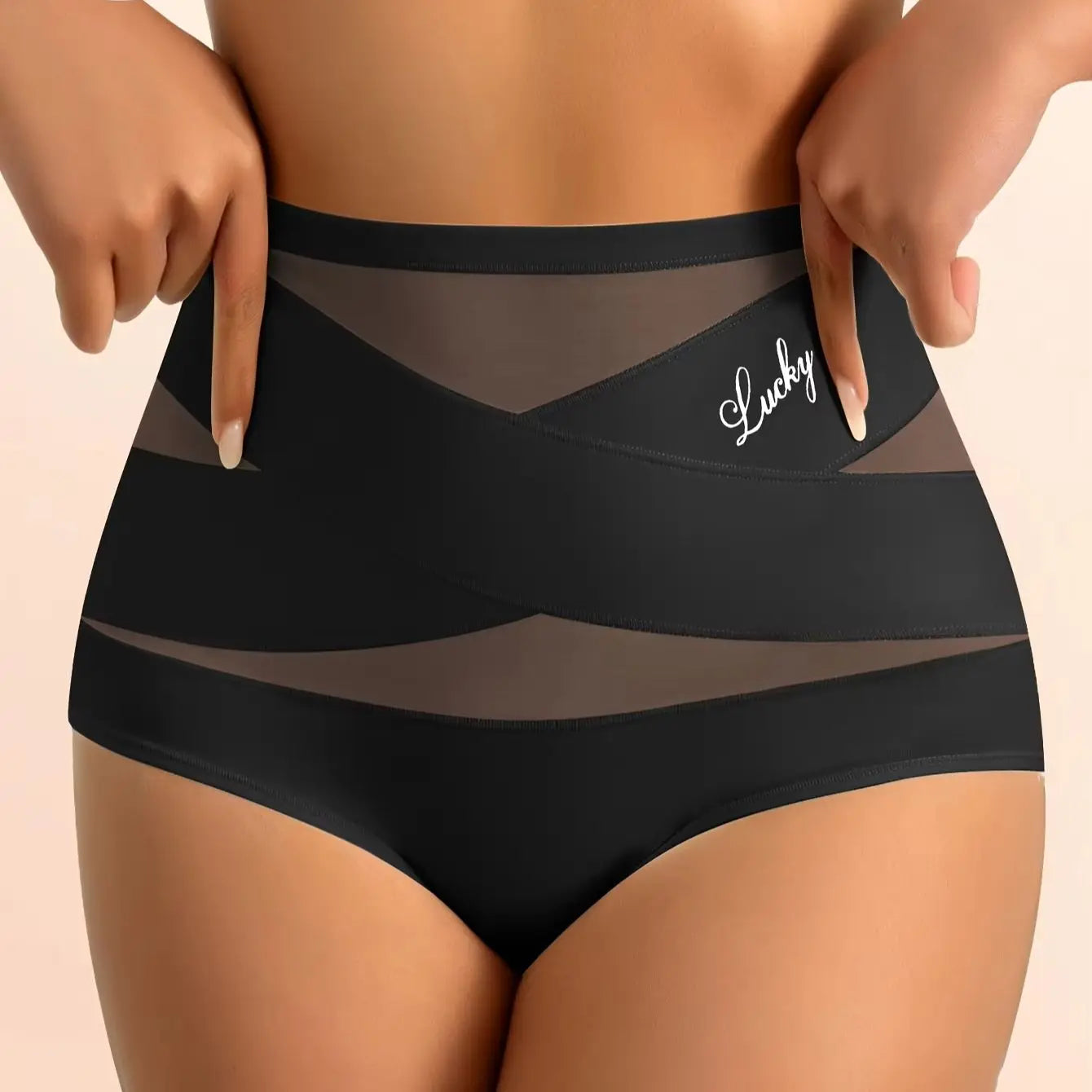 1pcs High Waisted Women's Panties Breathable Mesh Cross Tummy Cinching Ice Silk No Trace Triangle Panties Tummy Tuck Shape