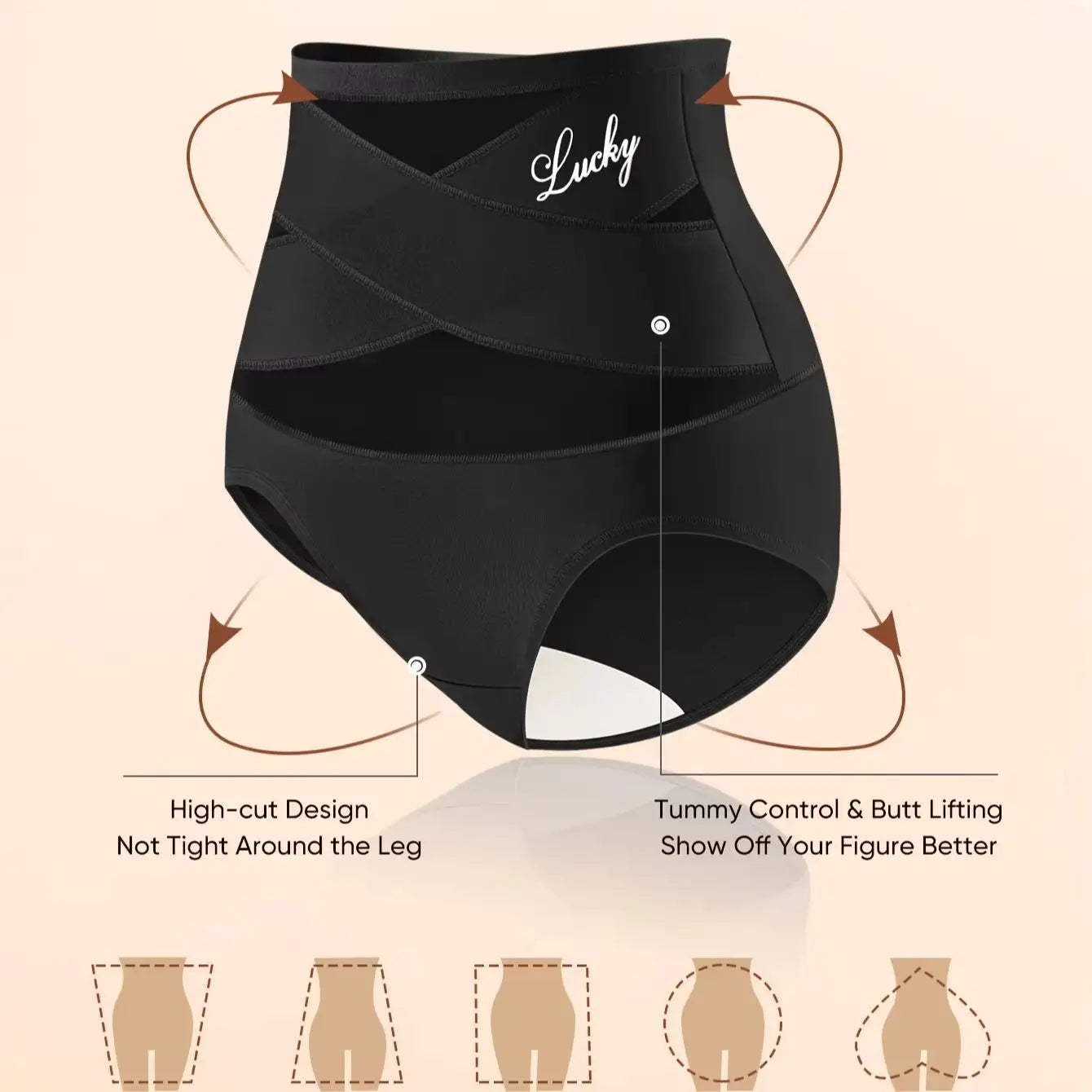 1pcs High Waisted Women's Panties Breathable Mesh Cross Tummy Cinching Ice Silk No Trace Triangle Panties Tummy Tuck Shape