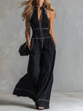 2026 New Women Stand Collar Sleeveless Jumpsuit Loose Casual Office Daily Wear Rompers