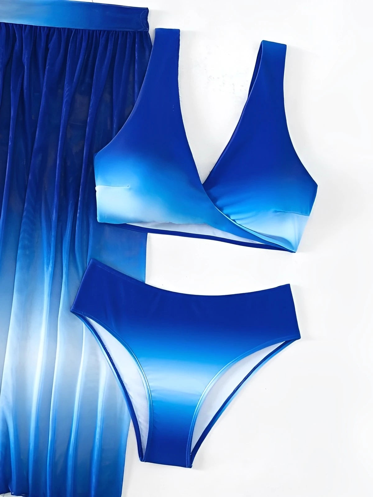 3 Pieces Vcay Ombre Bikini 2026 Women High Waist Bottom & Beach Skirt Swimsuit Sexy Swimwear Female Bathers Swimming Swim Suit