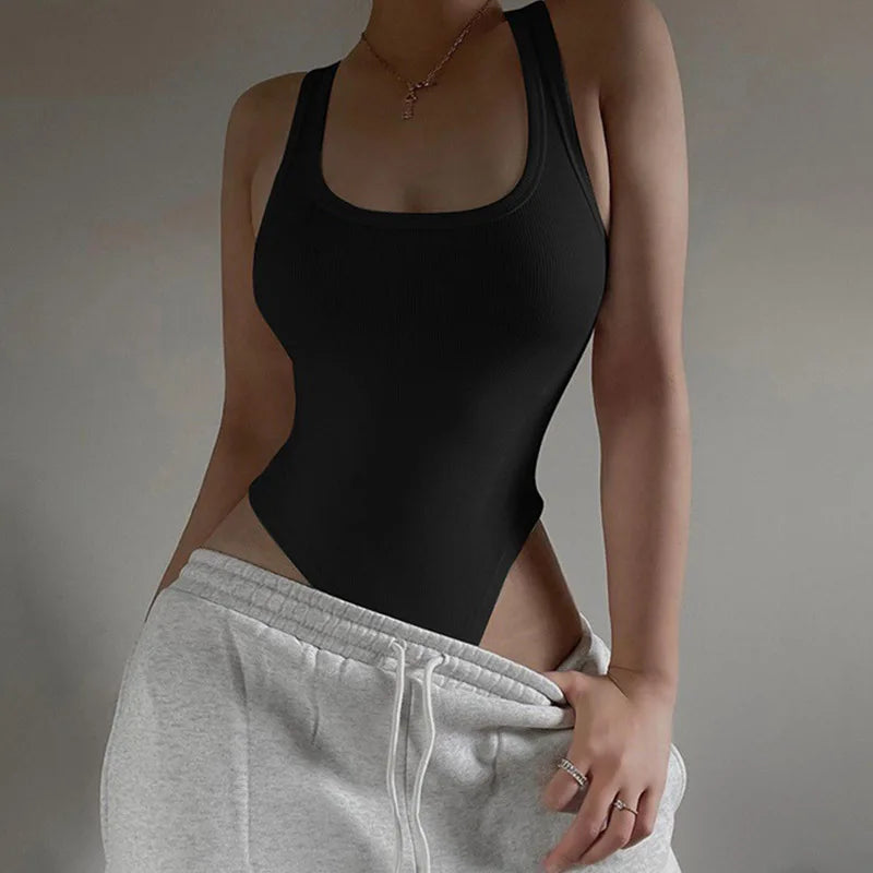 Sleeveless Knit Bodysuit 2026 Hot Summer Sexy Bodycon Off Shoulder Halter Tops Casual Street Bodice For Women ClubWear