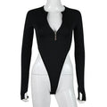 BIG PROMOTION Y2K European and American Summer New Women's Long Sleeve Slim Fit Bodysuit Sexy Spicy Girl Personality Zipper Top