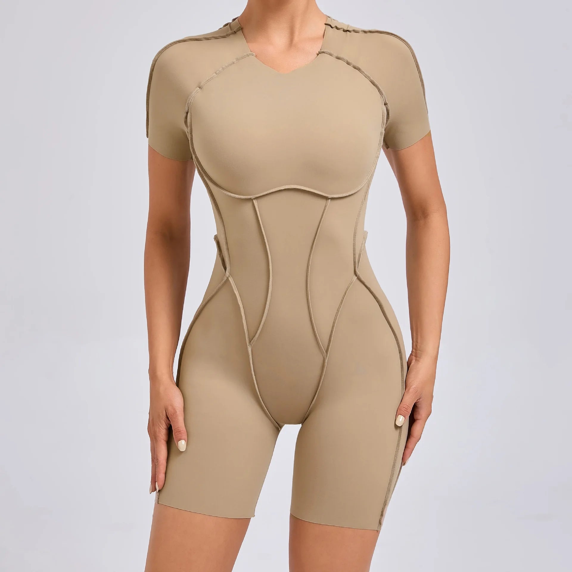 2026 Pad Nylon Women Bodysuit Fitness Yoga Set Splicing Exposed V Butt One-Piece Shorts Set Gym Sports Push Up Cycling Jumpsuit
