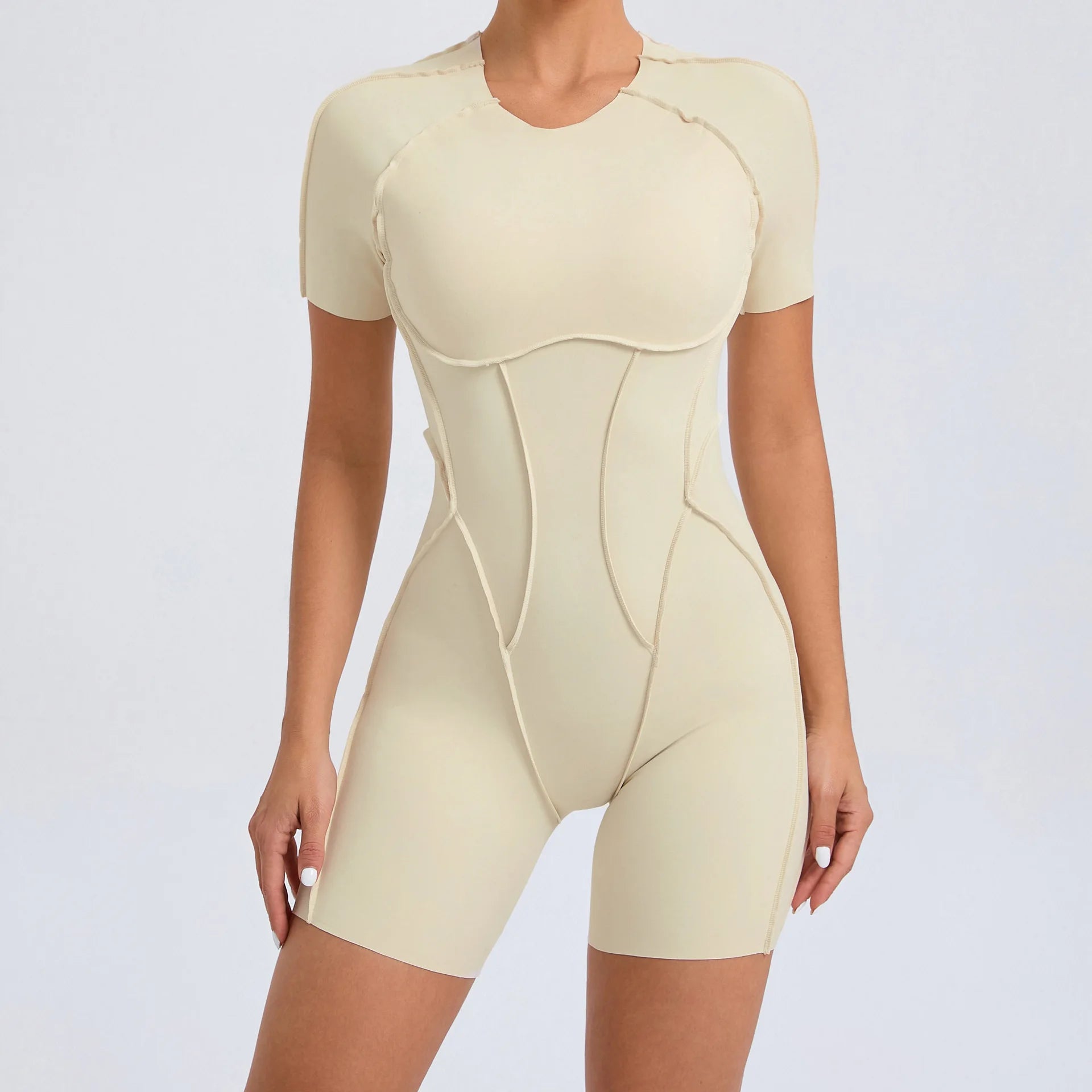 2026 Pad Nylon Women Bodysuit Fitness Yoga Set Splicing Exposed V Butt One-Piece Shorts Set Gym Sports Push Up Cycling Jumpsuit
