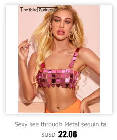 Sexy see through metal corset Crop top women 2026 summer halter night Club beach party tank top rave outfits cropped womens Tops