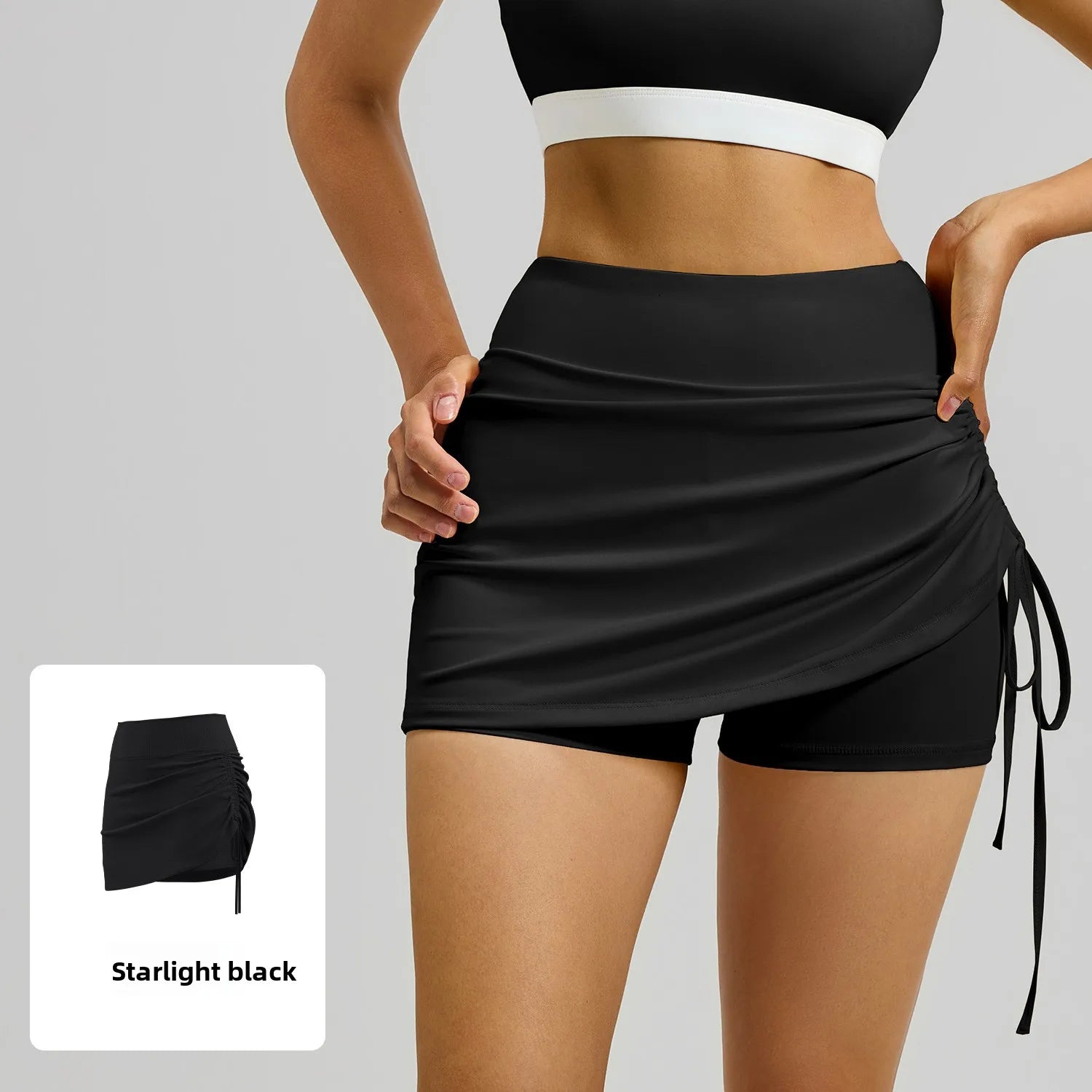 2026 Summer Hot Women's Sports Skirt Anti-running Skirt High Waist Running Shorts Fake Two-piece Yoga Shorts Drawstring Sexy Fit