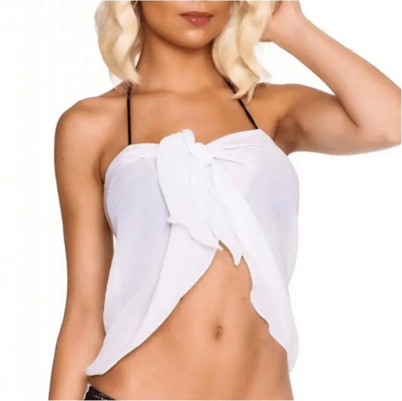 Summer Womens 50x180cm Black Sheer Sarong Beach Cover Up Bikini Wrap Swimsuit Dual-use Swimwear Transparent Shawl Scarf Skirt