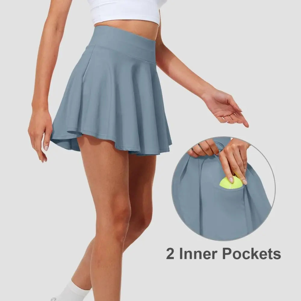 New Fashion Pleated Tennis Skirts Tummy Control Built-in Shorts Golf Skorts with Shorts Pockets Moisture Wickin Athletic Skirts